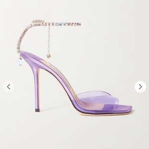 Jimmy Choo Saeda 100 Crystal embellished PVC & satin‎ sandals size 38EU